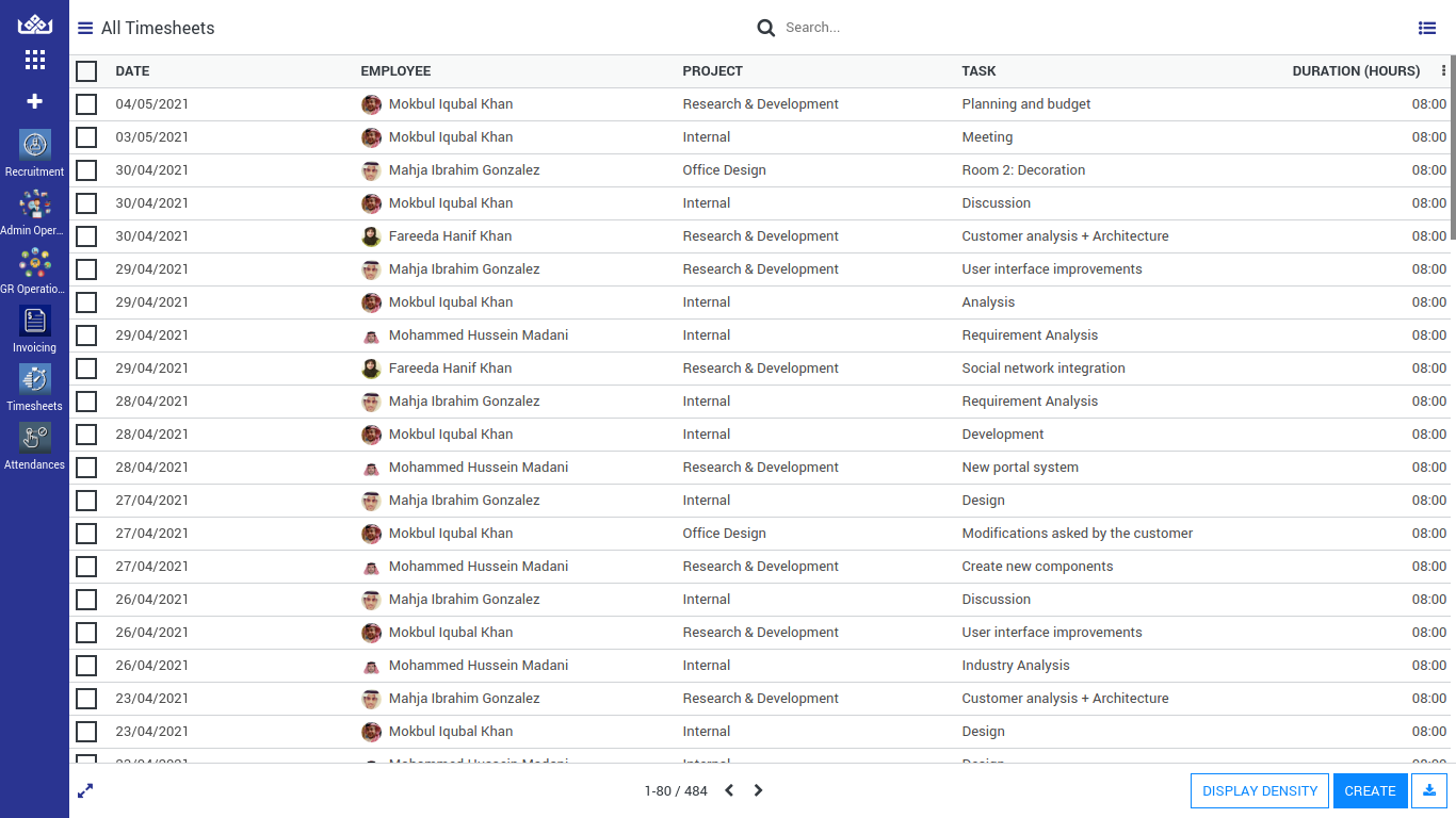 all timesheets