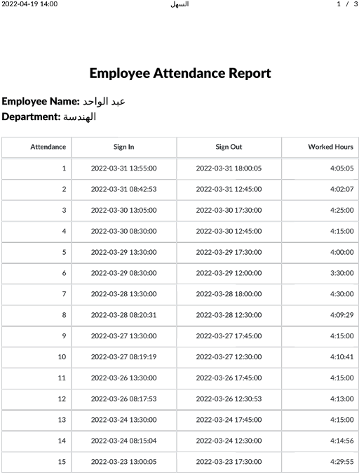 employee attendance report