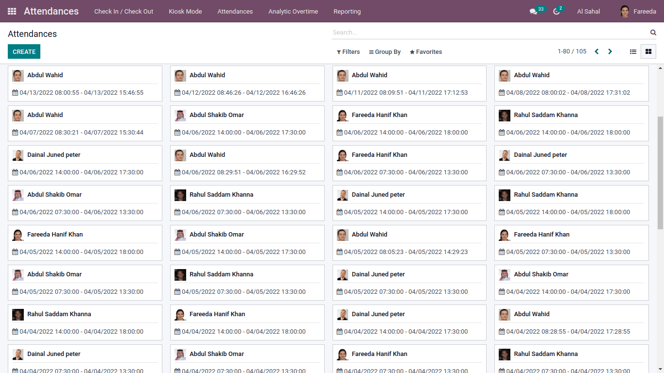 kanban view in attendance