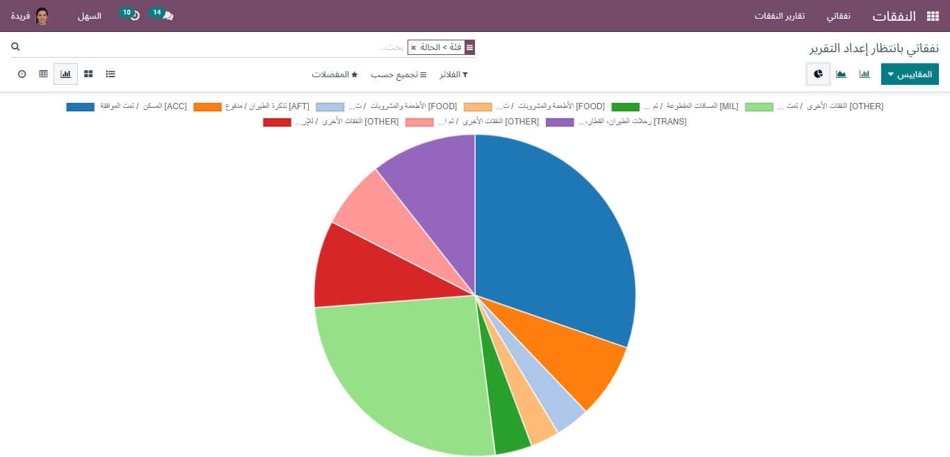 pie chart expense report