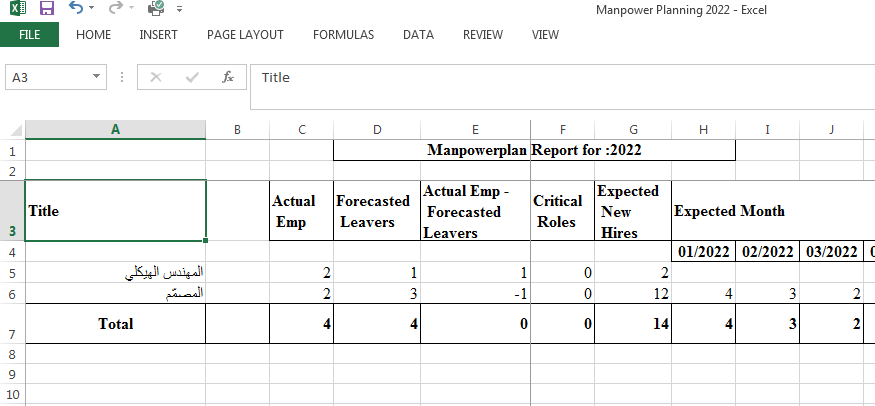 manpower Planning 2022 Excel