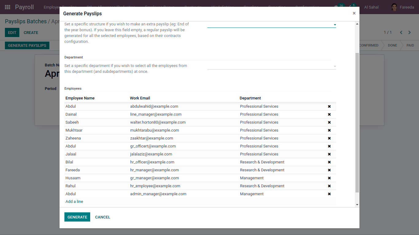 general payslip in payroll