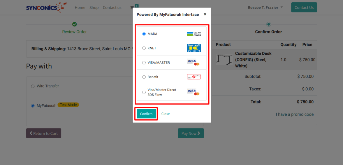 select payment method