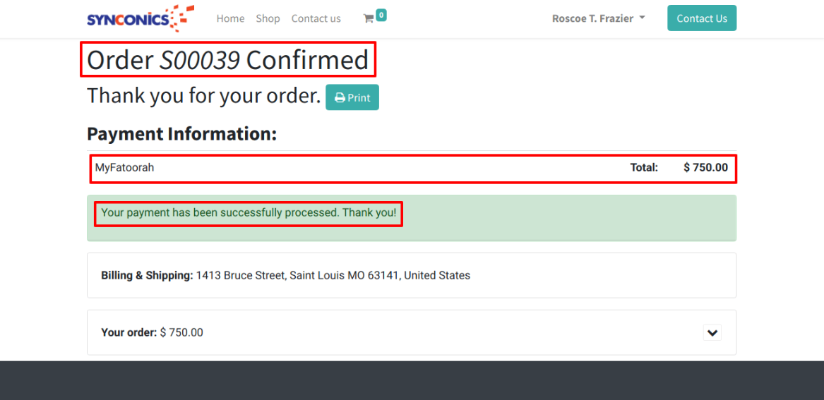 Order Confirmed by My Fatoorah