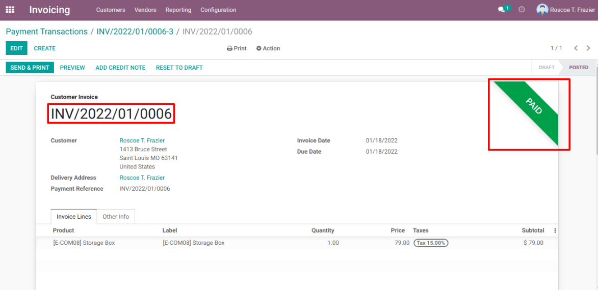 Payment Transactions paid in invoicing