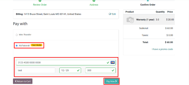 Click on Pay Now Button
